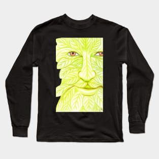 Man of the Forest, Green Man- Dark Red Long Sleeve T-Shirt